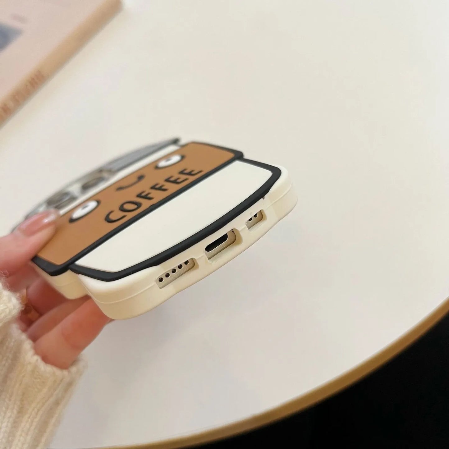 3D Cartoon Coffee Cup Phone Case for iPhone 17/16/15 Pro Max Back Protective Soft Silicone Cover