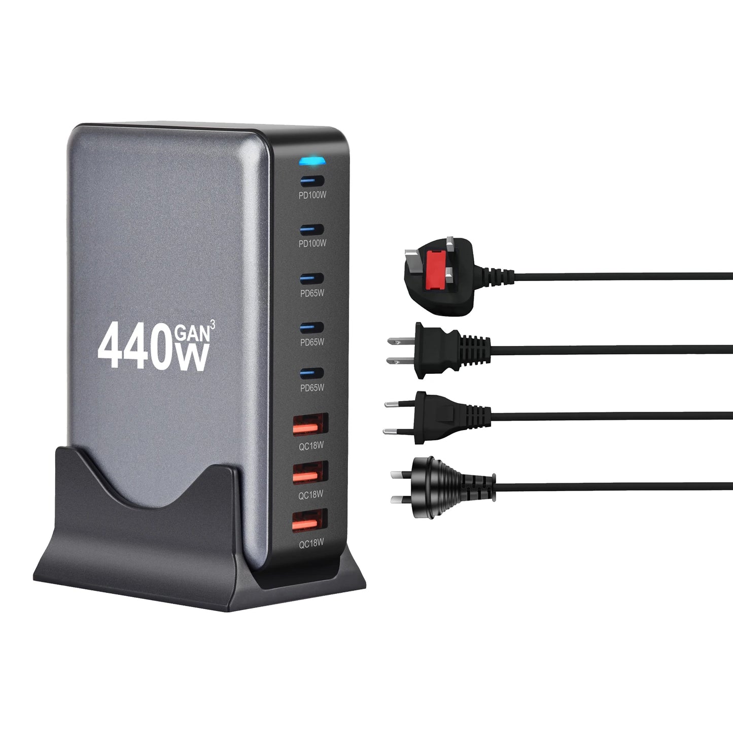 440W Gallium nitride PD Desktop charger Cross-border New 440W charger 440W multi-function PD adapter