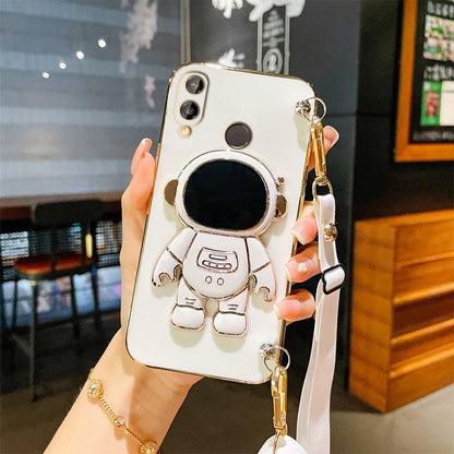 Astronaut Crossbody Lanyard Phone Holder Case For Huawei P smart Plus Y7 Y9 Prime 2019 2020 2021 Psmart Z Pro Stand Back Cover
