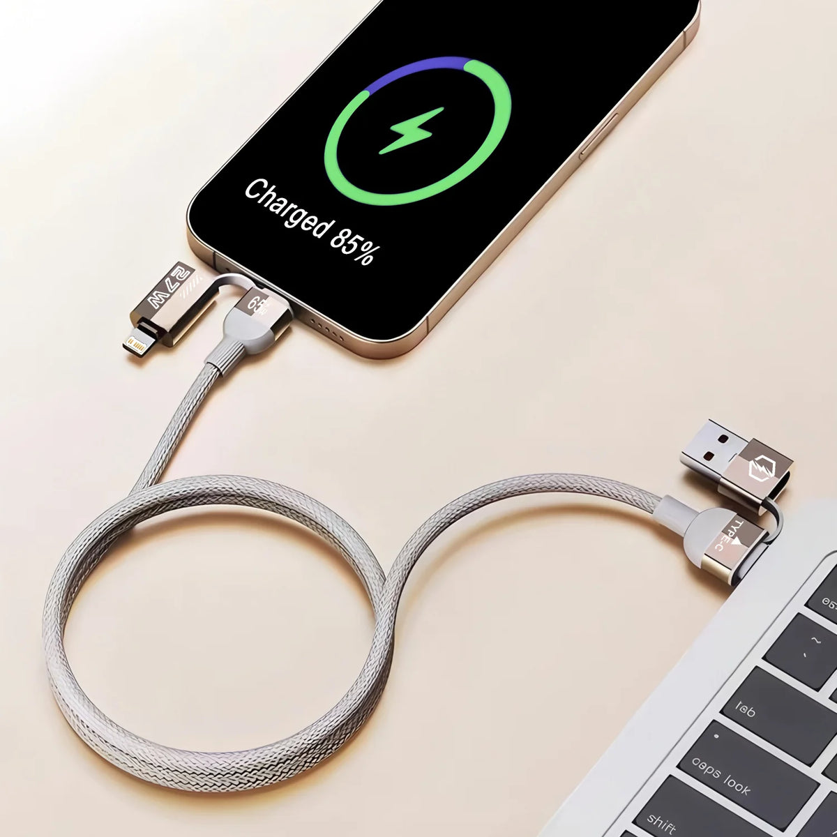 Max240W 2 IN 2 PD USB to Type-C Fast Charge Cable LED Digital Display Celltphone Charge Data Line for iPhone 17 16 15 14 Xiaomi