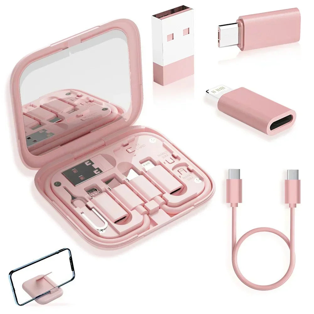 USB Type C To USB C Cable 60W 4 In 1 Mini Data Cable Set Storage Box Fast Charging Charger Mobile Phone Holder For Samsung