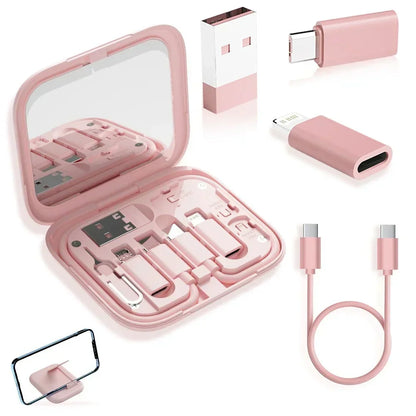 USB Type C To USB C Cable 60W 4 In 1 Mini Data Cable Set Storage Box Fast Charging Charger Mobile Phone Holder For Samsung