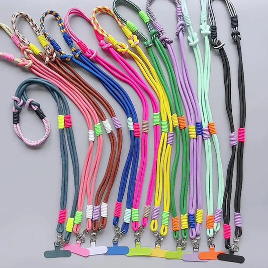 New Adjustable Phone Lanyard Detachable Neck Cord Lanyard Stg Carabiner Compatible Pendant With Card For Mobile Key Fob Colors
