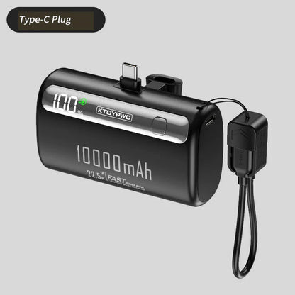 Mini Capsule Power Bank 10000mAh 22.5W Type-C Fast Charging Portable Charger External Battery For iPhone Xiaomi Samsung Huawei