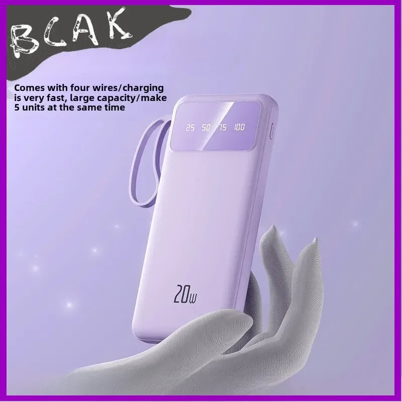 Bring Your Own Cable, Convenient New Style Power Bank 20000mAh, Large-capacity Fast Charging Mobile New Style Power Supply BCAK