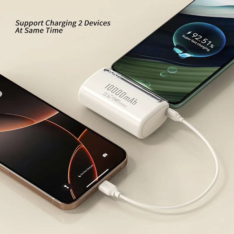 Mini Capsule Power Bank 10000mAh 22.5W Type-C Fast Charging Portable Charger External Battery For iPhone Xiaomi Samsung Huawei