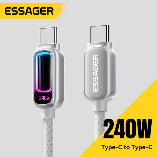 Essager 240W USB C to USB C Cable 100W PD3.1 Fast Charging for MacBook Laptop iPhone 17 16 15 pro Max iPad Samsung Type C Cable