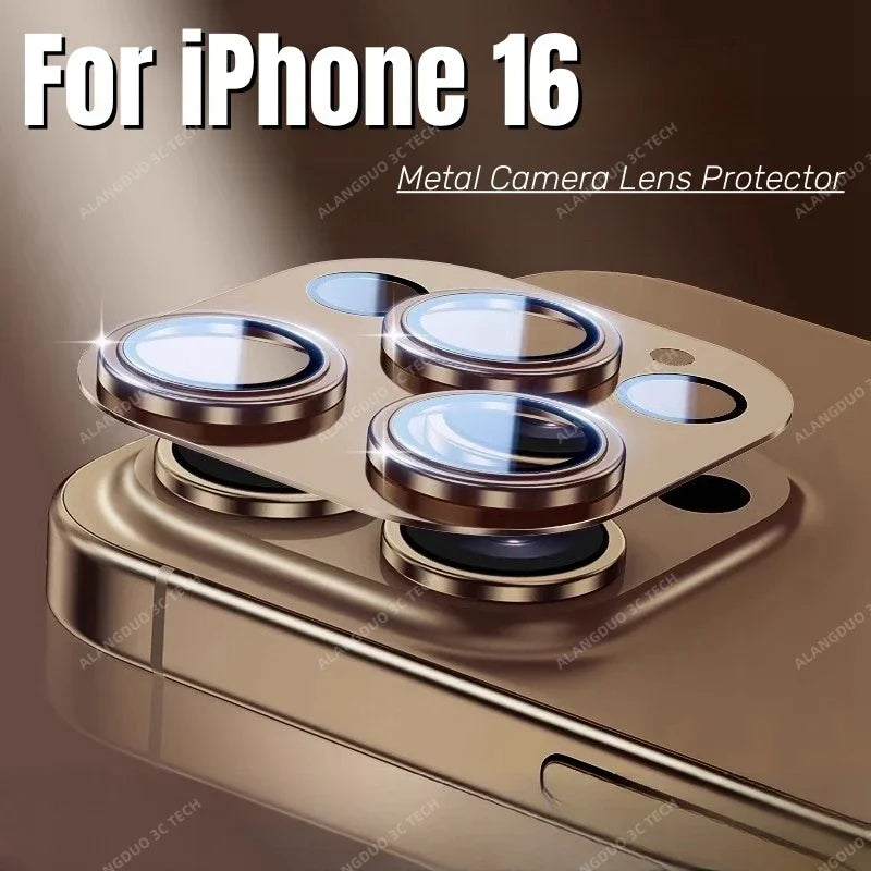 Alloy Camera Lens Protector For IPhone 16 Pro Max 15 Metal Case Tempered Glass Back Lens Cover Cap For Iphone 16pro Max