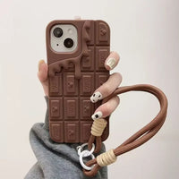 3D Chocolate Cartoon Mickey Phone Case for iPhone17  16 15 14 13 Plus 12 Pro Max 11 Soft Silicone With Strap Cover