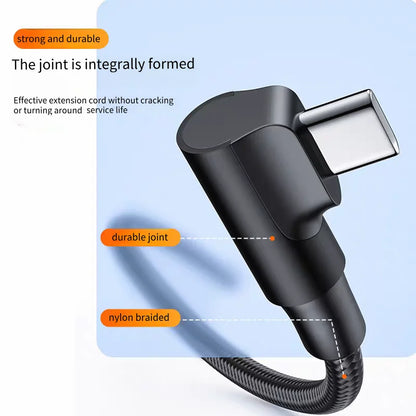 90 Degree Dual USB C Fast Charge Elbow Cable For iPhone 15 16 17 Pro Max Samsung Xiaomi Redmi POCO Type C Quick Charging Cables