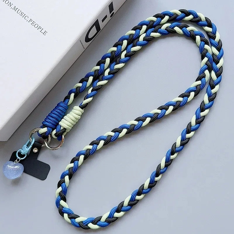 Cartoon Mobile Phone Universal Lanyard with Heart Pendant Crossbody Long Rope Lanyard Rope Cartoon Decorative Accessories