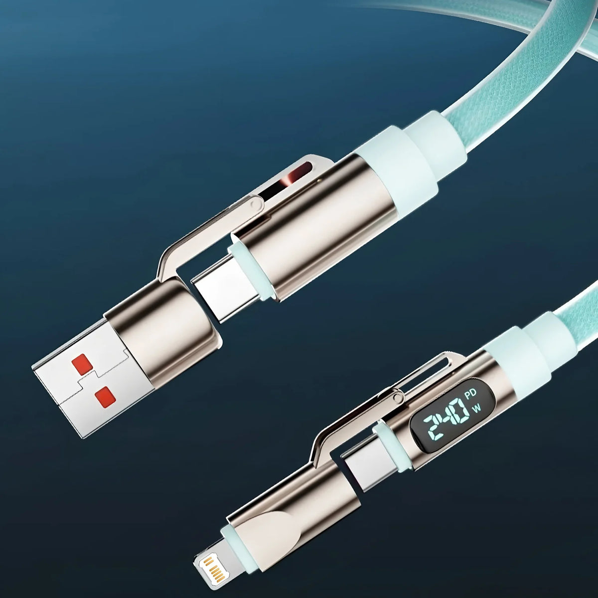 max240W 2 IN 2 PD USB to Type-C Fast Charge Cable LED Digital Display Celltphone Charge Data Line for iPhone 17 16 15 14 Xiaomi