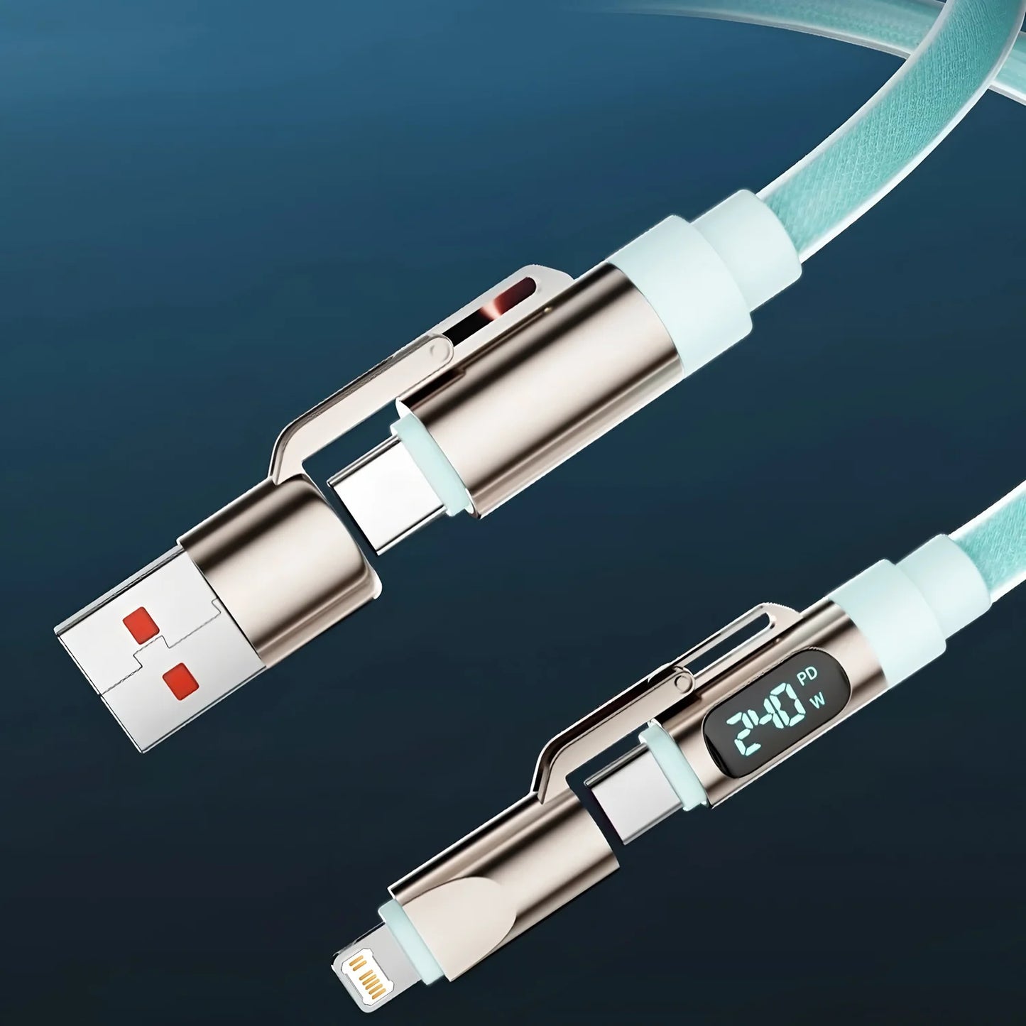 max240W 2 IN 2 PD USB to Type-C Fast Charge Cable LED Digital Display Celltphone Charge Data Line for iPhone 17 16 15 14 Xiaomi