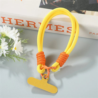 Colorful Two-tone Cellphone Braided Lanyard Keychain With Gasket Women Anti Lost Knot Rope Strap Keyrings  Car Key Trinket Gifts