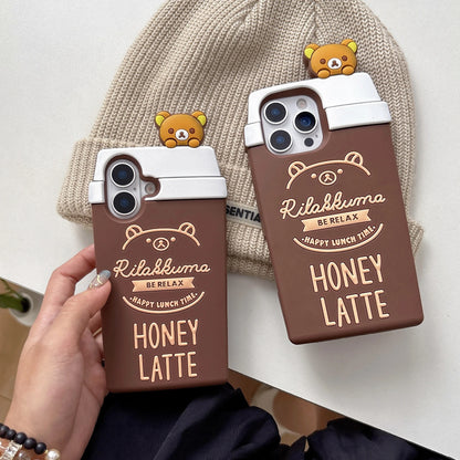 3D Cartoon Coffee Cup & Bear Phone Case For IPhone17 17pro 17promax  13 14 15 16 Pro Max Soft Silicone Phone Cover﻿﻿﻿﻿