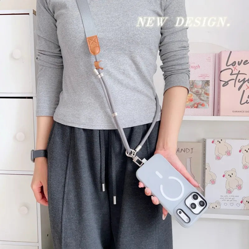 Universal Lanyard Case For iPhone 17 Pro Max 14 12 11 13 15 16 Plus Magnetic Shockproof Candy Crossbody Neck Cord Strap Cover