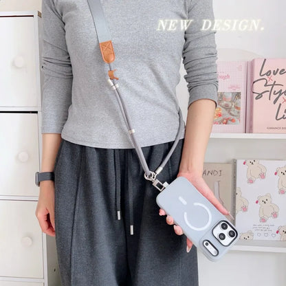 Universal Lanyard Case For iPhone 17 Pro Max 14 12 11 13 15 16 Plus Magnetic Shockproof Candy Crossbody Neck Cord Strap Cover