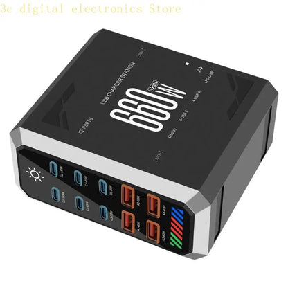 10CA 660W Chargers For Home And Office With GaNs Technology Multiple USB Port Fast Charging
