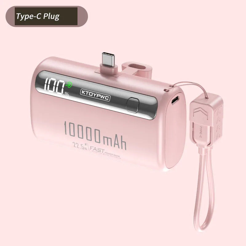 Mini Capsule Power Bank 10000mAh 22.5W Type-C Fast Charging Portable Charger External Battery For iPhone Xiaomi Samsung Huawei