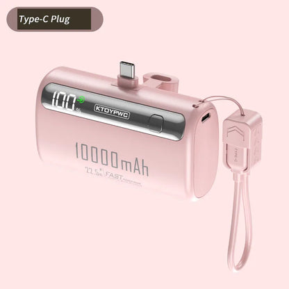Mini Capsule Power Bank 10000mAh 22.5W Type-C Fast Charging Portable Charger External Battery For iPhone Xiaomi Samsung Huawei