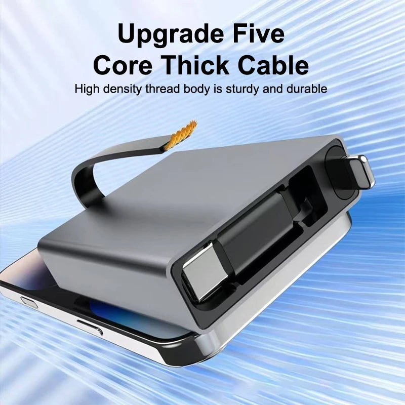 Pd Fast Charging Compatible With Smartphones/Laptops Type-C Single-Pull Data Cable 66W Unidirectional Retractable Charging Cable