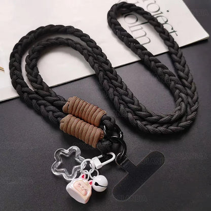 Splicing Long Rope Dopamine Mobile Phone Lanyard Card Crossbody Hanging Rope Cute Cartoon Pendant Phone Lanyards Chain