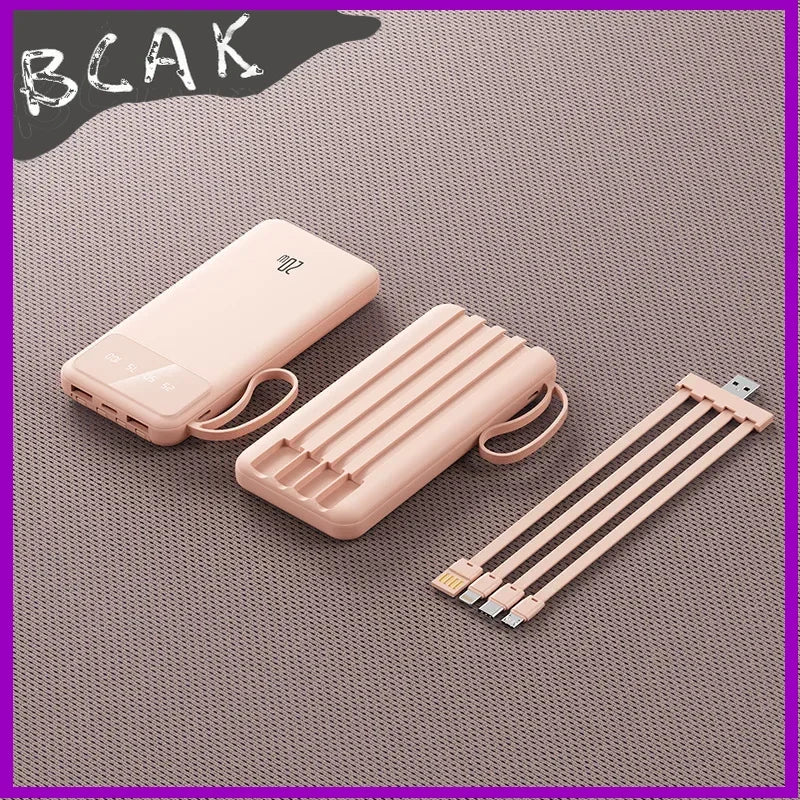 Bring Your Own Cable, Convenient New Style Power Bank 20000mAh, Large-capacity Fast Charging Mobile New Style Power Supply BCAK
