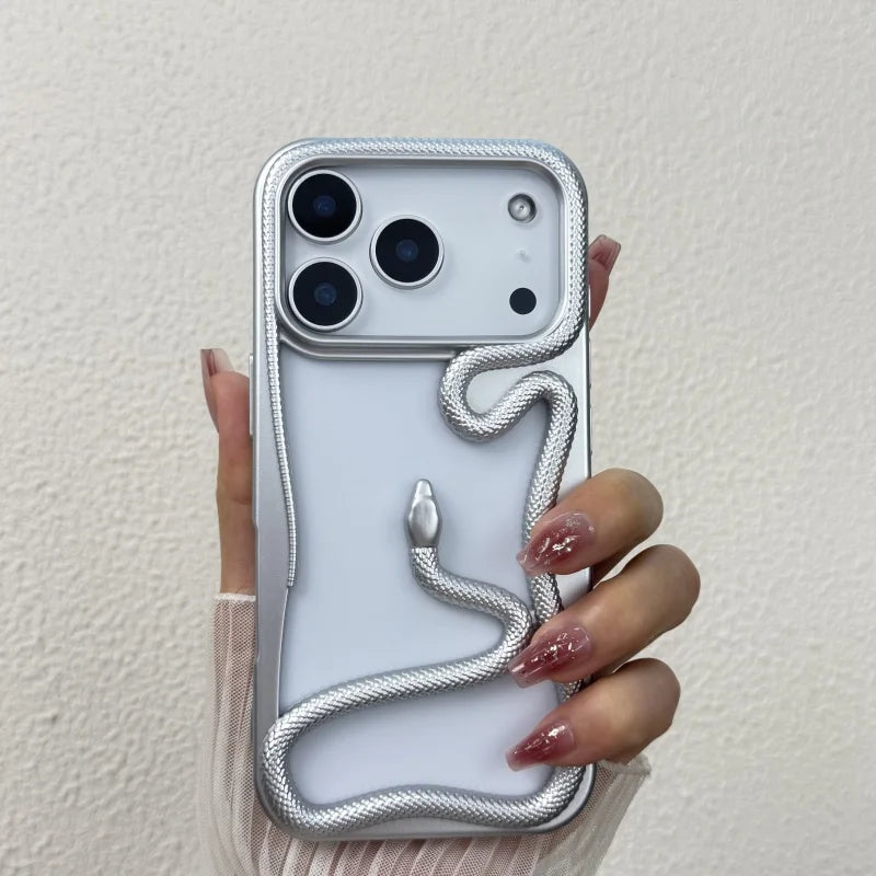 Luxury Hollow Out Snake Plating Matte Phone Case For iPhone 17 Air 16 15 14 Plus 13 12 11 Pro Max Heat Dissipation Back Cover