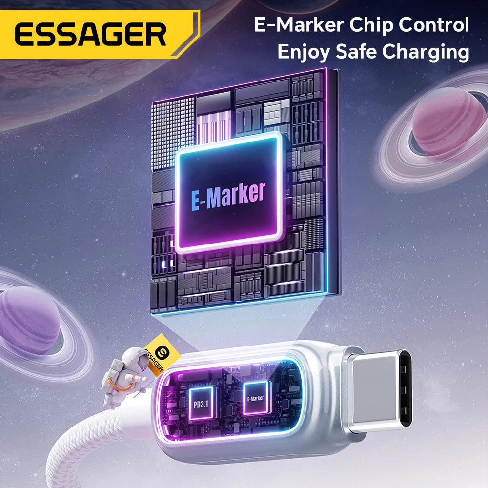Essager 240W USB C to USB C Cable 100W PD3.1 Fast Charging for MacBook Laptop iPhone 17 16 15 pro Max iPad Samsung Type C Cable