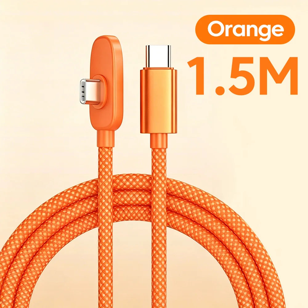 60w Dual Type-C Cable USB C to USB C Fast Charging Elbow Data Transmission Line For iPhone 15-17 Xiaomi Huawei Samsung Cellphone