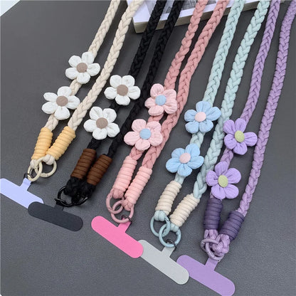 Creative Mobile Phone Universal Lanyard Crossbody Rope Long Cellphone Lanyard Shoulder Strap Flower Decoration Phone Accessories