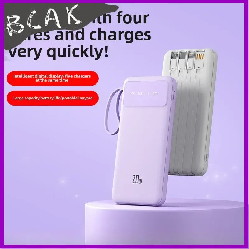 Bring Your Own Cable, Convenient New Style Power Bank 20000mAh, Large-capacity Fast Charging Mobile New Style Power Supply BCAK
