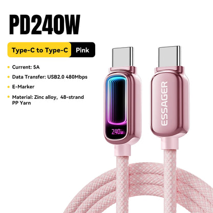 Essager 240W USB C to USB C Cable 100W PD3.1 Fast Charging for MacBook Laptop iPhone 17 16 15 pro Max iPad Samsung Type C Cable