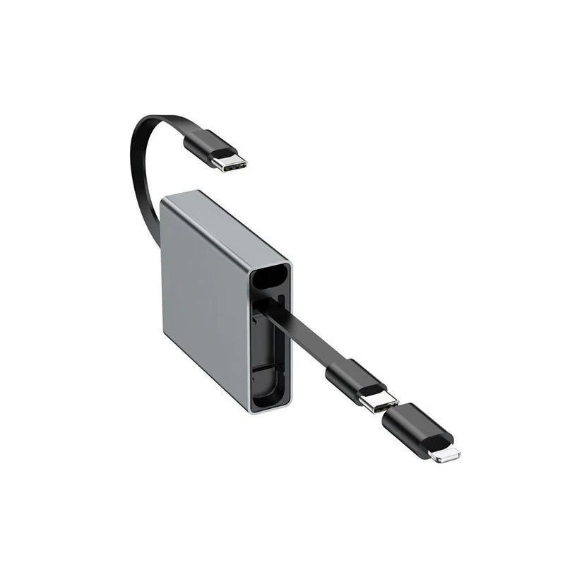 Pd Fast Charging Compatible With Smartphones/Laptops Type-C Single-Pull Data Cable 66W Unidirectional Retractable Charging Cable