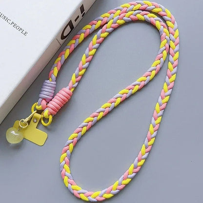 Cartoon Mobile Phone Universal Lanyard with Heart Pendant Crossbody Long Rope Lanyard Rope Cartoon Decorative Accessories