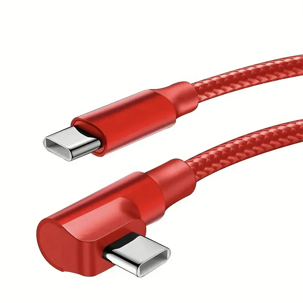 90 Degree Dual USB C Fast Charge Elbow Cable For iPhone 15 16 17 Pro Max Samsung Xiaomi Redmi POCO Type C Quick Charging Cables