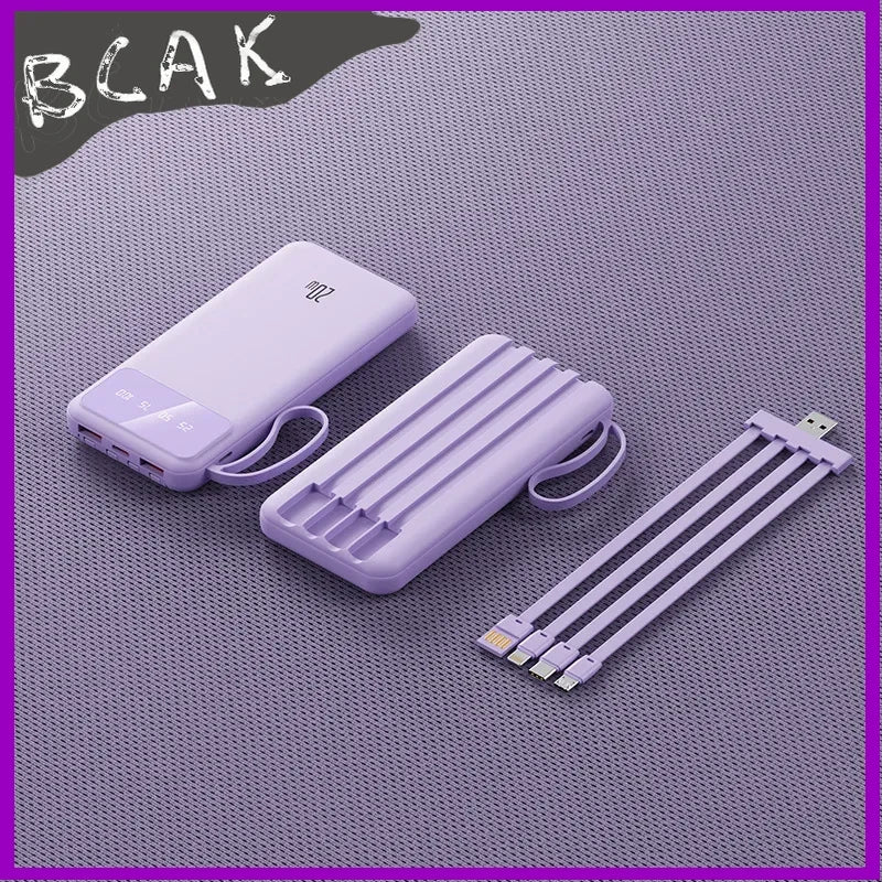 Bring Your Own Cable, Convenient New Style Power Bank 20000mAh, Large-capacity Fast Charging Mobile New Style Power Supply BCAK