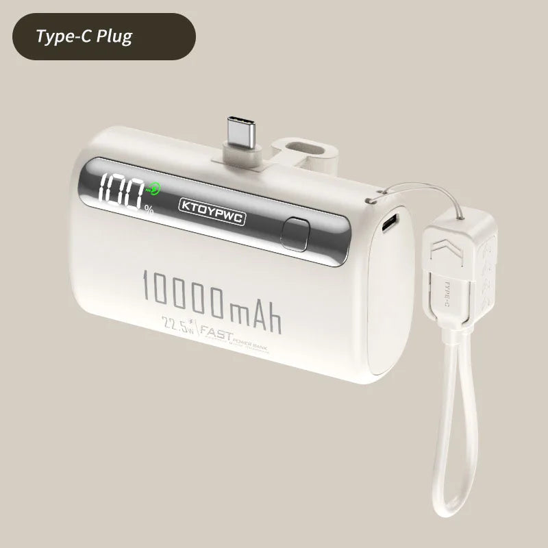 Mini Capsule Power Bank 10000mAh 22.5W Type-C Fast Charging Portable Charger External Battery For iPhone Xiaomi Samsung Huawei