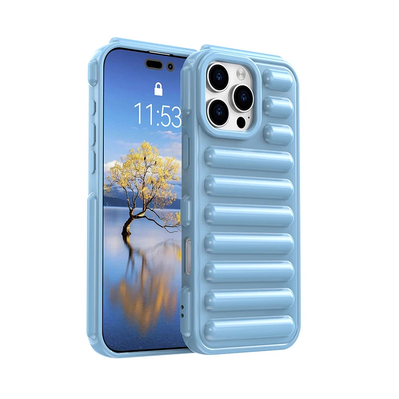 3D Capsule Air Cushion Shockproof Transparent Case For iPhone 16 15 14 13 12 11 Pro Max X XR XS Fashion Bright Color Soft Cover