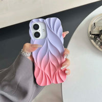 Luxury 3D Contrasting Colors Leaves Phone Case for IPHONE 16 ProMax 15 14 13 PRO Soft Silicone Shockproof Back Cover