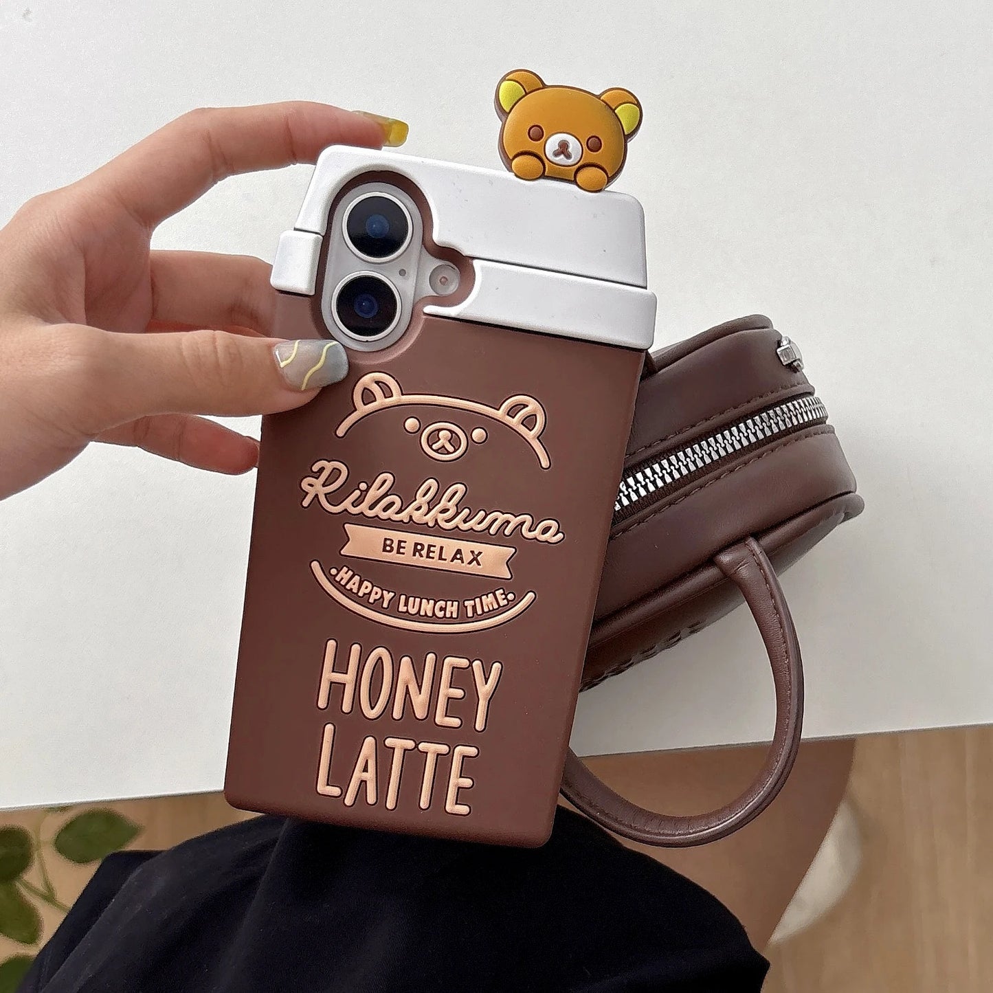 3D Cartoon Coffee Cup & Bear Phone Case For IPhone17 17pro 17promax  13 14 15 16 Pro Max Soft Silicone Phone Cover﻿﻿﻿﻿