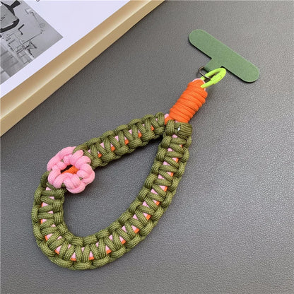 Hand Woven Wrist Strap Mobile Phone Hanging Rope Phone Flower Wrist Chain Travel Anti-theft Handheld Lanyard for Camera Bag