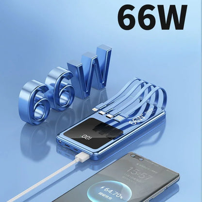 66W Super Fast Charging Comes with A Four-wire Power Bank 20000mAh Small BCAK Portable Mobile Power Supply