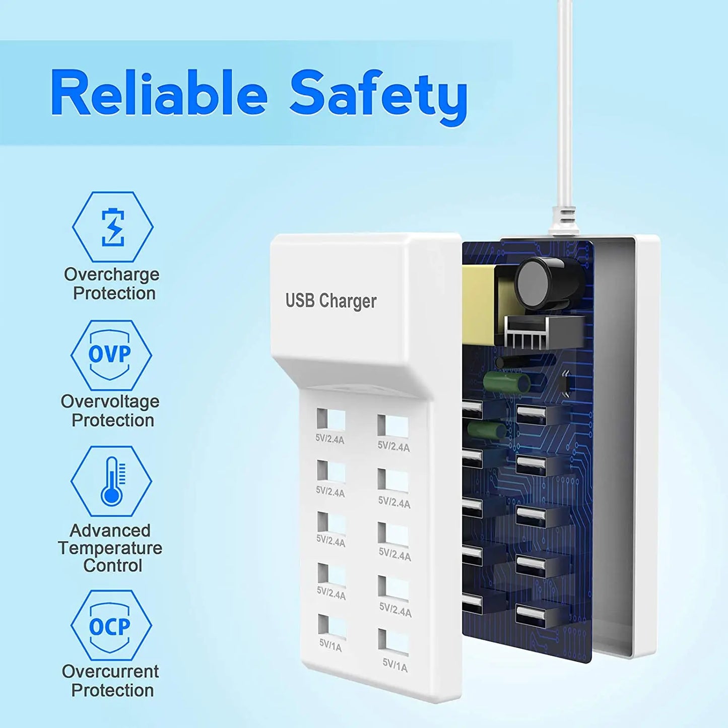 10USB ports charger station Desktop storage and organization of charging cables For Phone Watch iPad