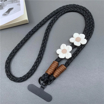 Creative Mobile Phone Universal Lanyard Crossbody Rope Long Cellphone Lanyard Shoulder Strap Flower Decoration Phone Accessories