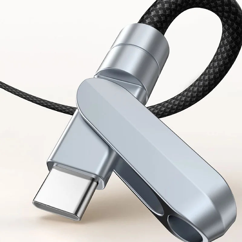 Lanyard data cable 2-in-1 dual-port adapter diagonal charging type c cable Fast charging data cable anti-loss anti-fall