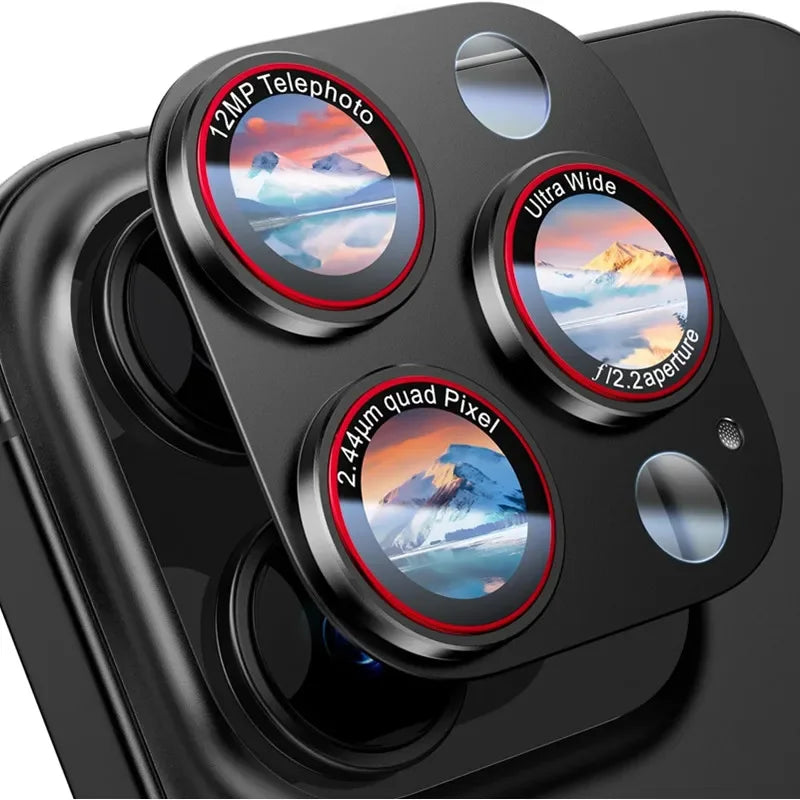 Optik Pro Lens Protection For iPhone 16 15 17 14 Pro Max Plus Camera Lens Protector Tempered Glass Film Full Cover Cap Two-tone