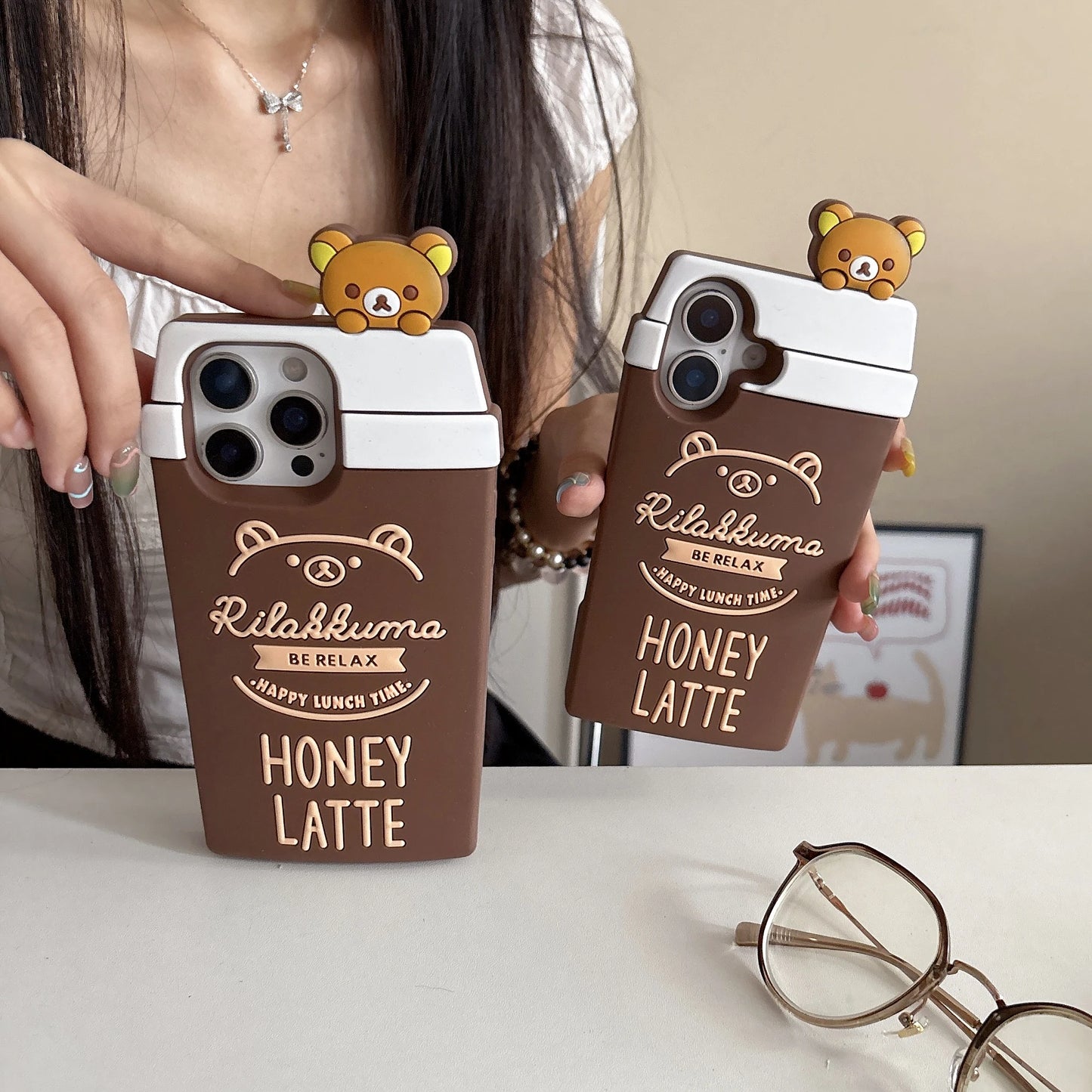 3D Cartoon Coffee Cup & Bear Phone Case For IPhone17 17pro 17promax  13 14 15 16 Pro Max Soft Silicone Phone Cover﻿﻿﻿﻿