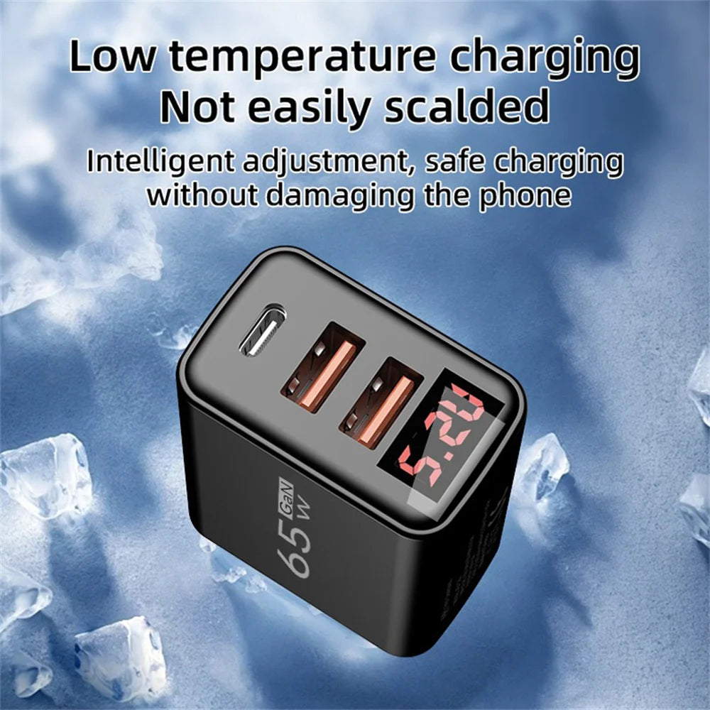 USB PD GaN 65W Fast Charger Type C Quick Charge Wall Power Adapter Mobile Phone Charger For iPhone Samsung Xiaomi EU US UK Plug