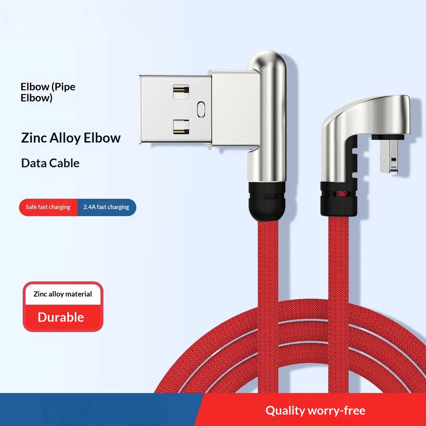 SELERWIN Dual Elbow Nylon Braided Usb 2 4 A Fast Charging Cable For Iphone Gaming Zinc Alloy Durable Mobile Phone Cord